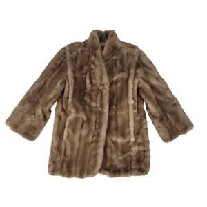1950s Grandella Vintage Faux Fur Light Brown Jacket Union Made Sz XS